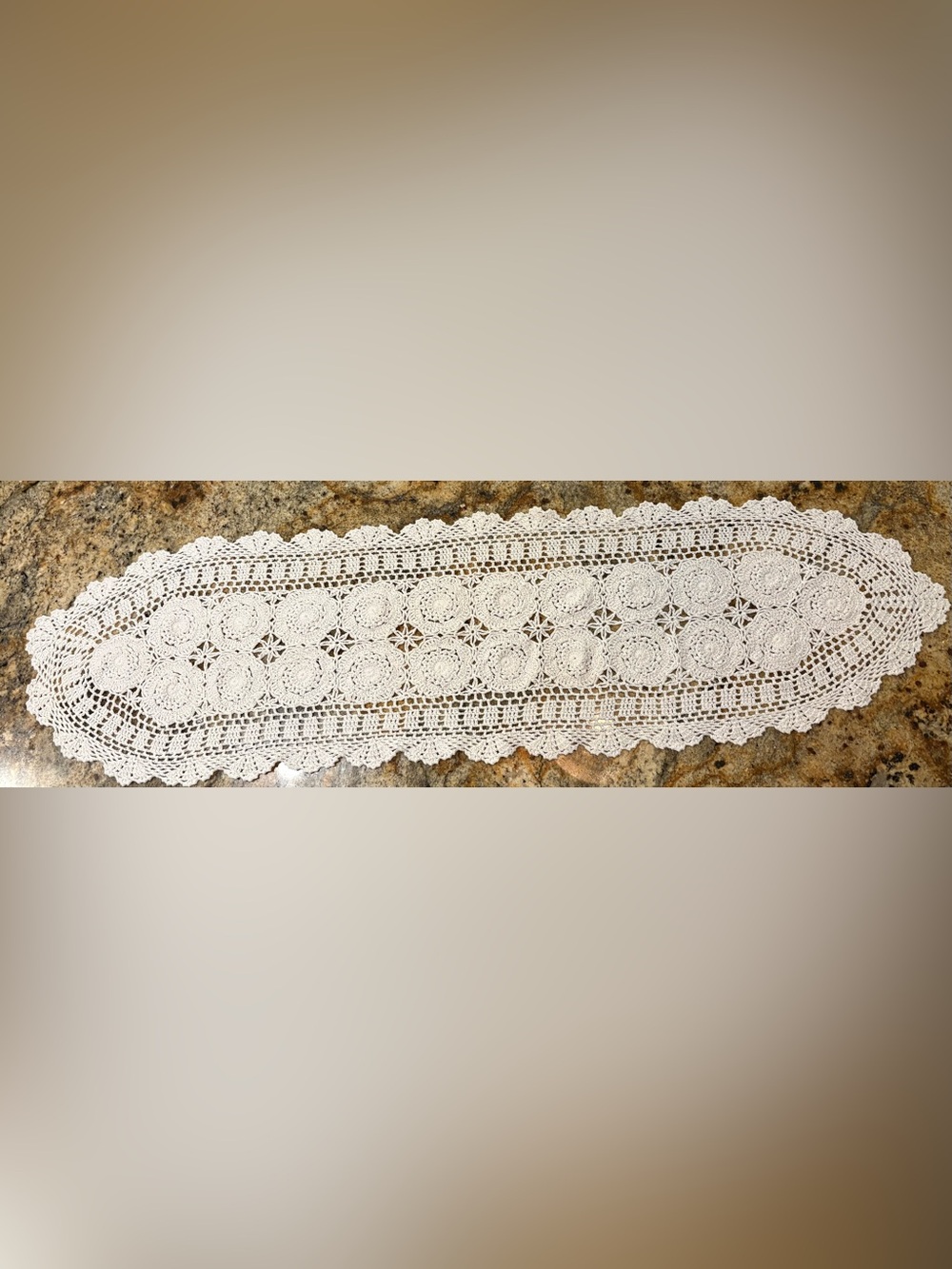 Handcrafted White Crochet Table Runner - Classic Home Accents